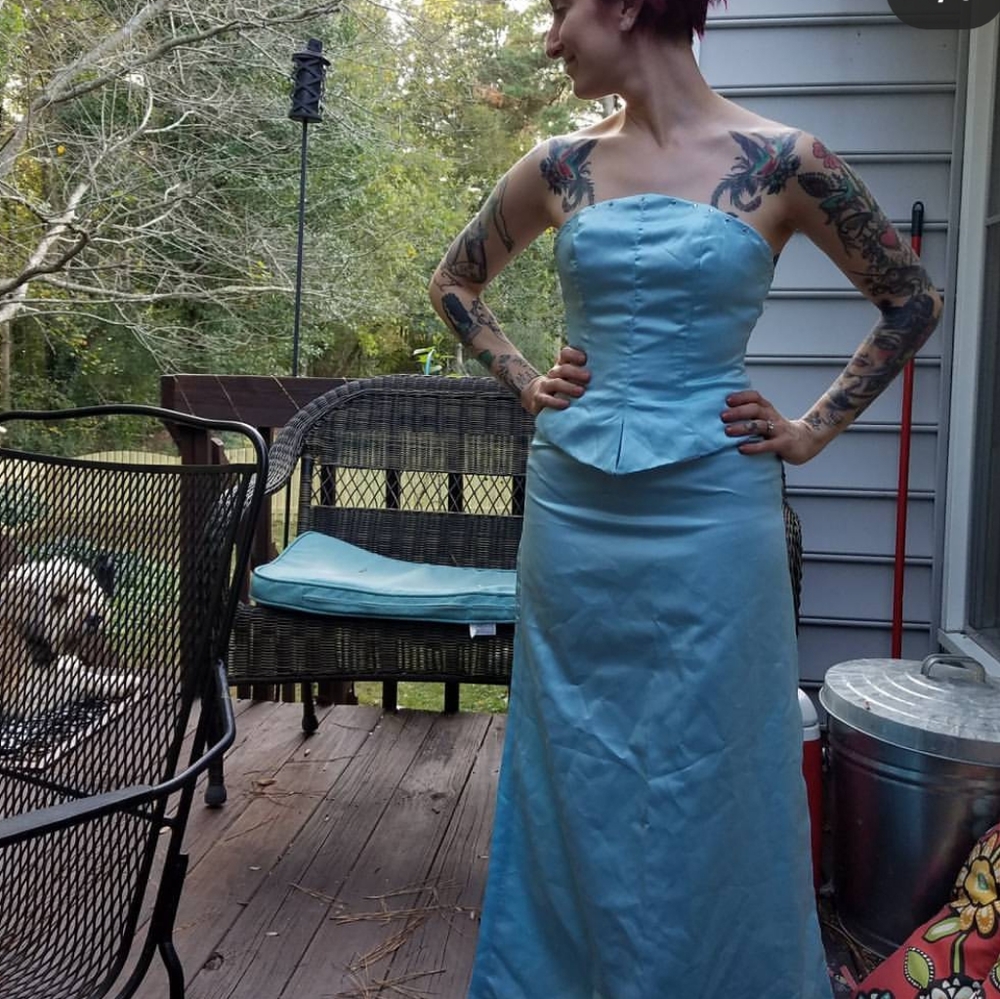 Vintage 2000s Y2K prom dress ice blue